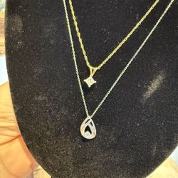10K White Gold 14K Yellow Gold Natural Diamonds Necklaces
