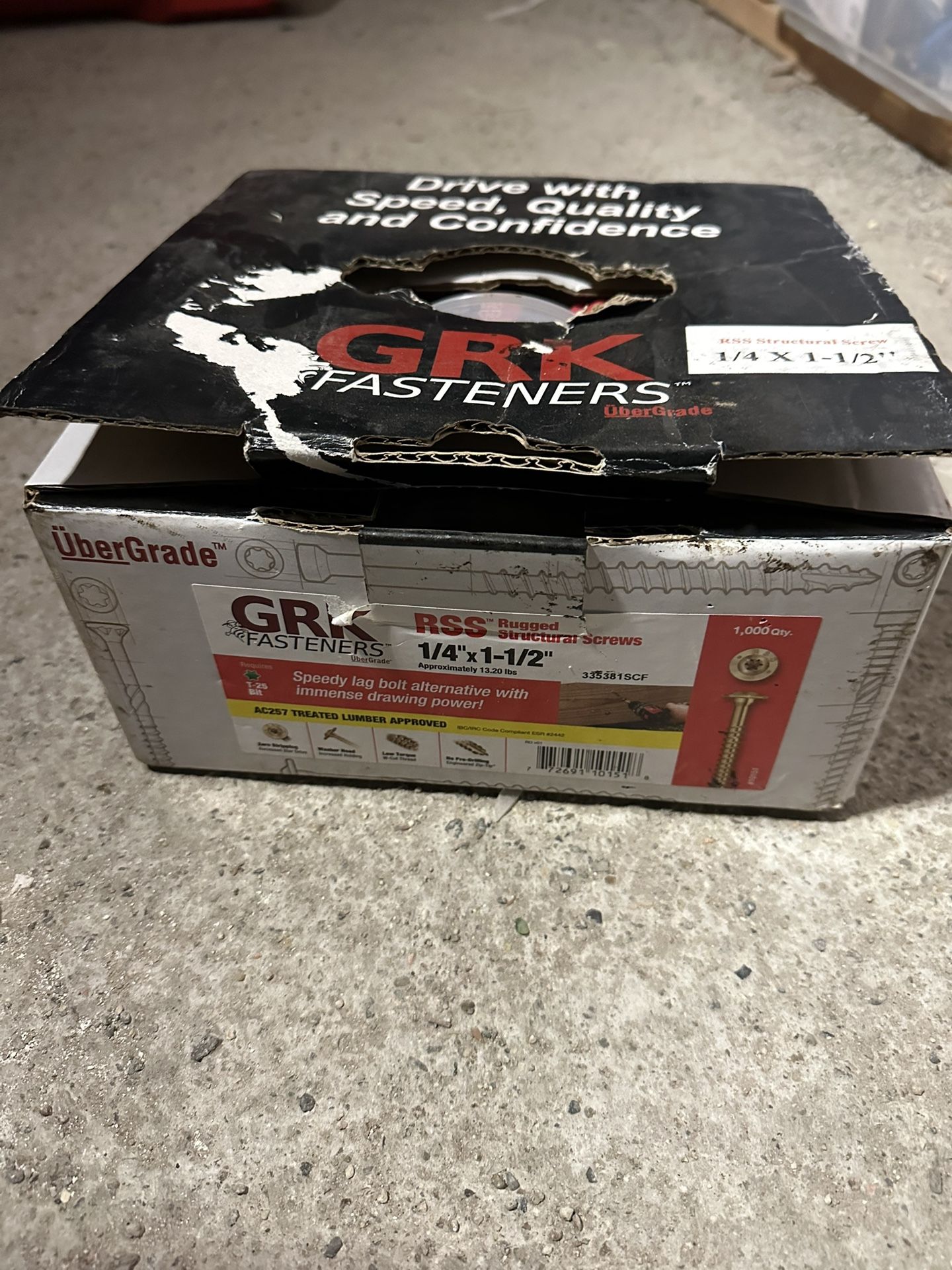 Grk RSS Fasteners Structural Screws 1/4 X 1 1/2 (1000 Count)