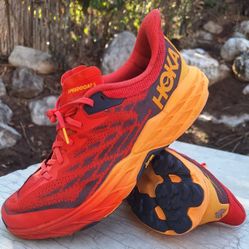 Nice HOKA Speedgoat 5 Fiesta/Radiant Yellow Trail Running Shoes Mens US 13D