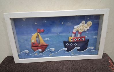 Kids 3D Sailboat Shadow Box Wall Art - Nursery Decoration