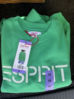 NWT Esprit Women's XSMALL Fleece Crewneck Sweatshirt Embroidered 80s Retro