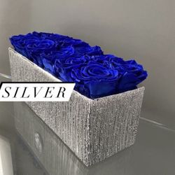 Etched Ceramic Glass Rectangular Vase Silver