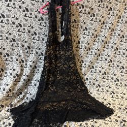 Black Lace Halter Dress