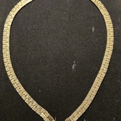 Yellow Gold Herringbone Necklace 