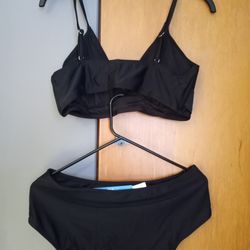 CUPSHE Women's Bikini Sets Two Piece Swimsuit High Waisted! Black XLarge . Brand New