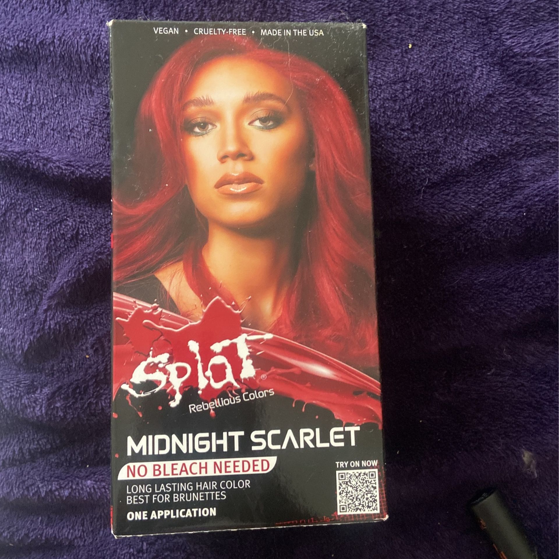 MIDNIGHT SCARLET NO BLEACH NEEDED TRY ON NOW LONG LASTING HAIR COLOR BEST FOR BRUNETTES ONE APPLICATION