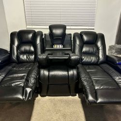 Luxury Theater Couch - Power Recline/Headrest/LEDs - Great Condition