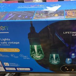 Enbrighten LED Wi-Fi Smart Vintage Café Lights, 48ft, Multicolored/White