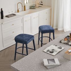 Blue Fabric Barstool 2 Pcs 