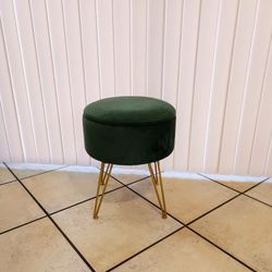 Dark Green Velvet Living Room Ottoman Round Vanity Stool (Read the info first plz)
