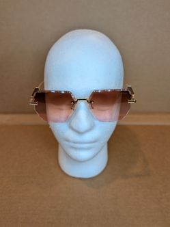 Cartier Rimless Sunglasses Gold Pink Lenses