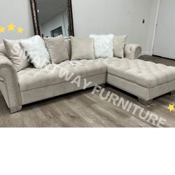 Royal Beige Sectional Tufted New Box  📦 