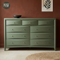 9 Drawer Olive Green Dresser