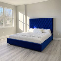 King Bed Frame New (royal blue)