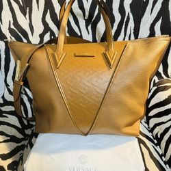 Versace Leather V-Logo Tote