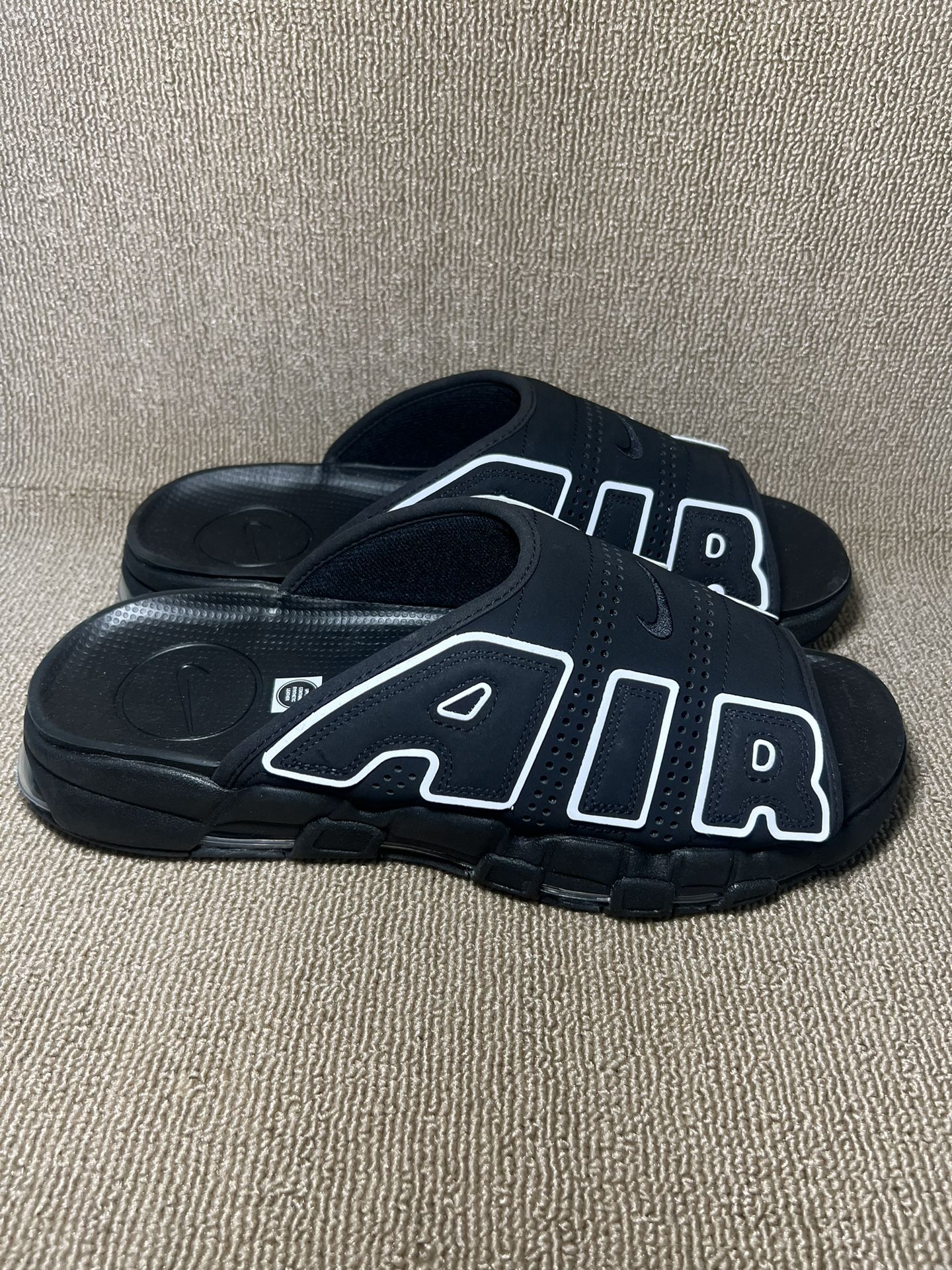 Nike Air More Uptempo Slide Black White DV2137 001 Mens Size 15