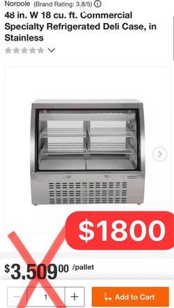 Norpole 48 in. W 18 cu. ft. Commercial Specialty Refrigerated Deli Case, in Stainless