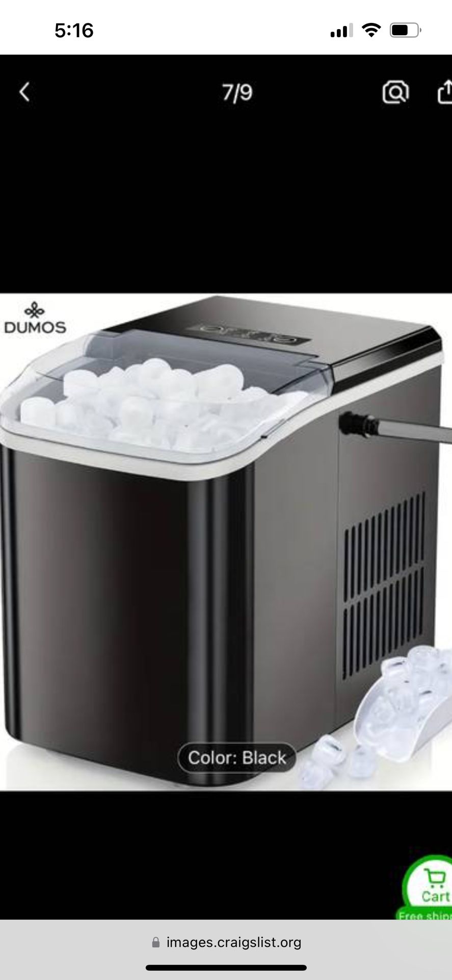 Ice Maker Countertop - Produces 9 Bullet Ice Cubes In 6 Minutes, 26 Pounds Of Ice In
