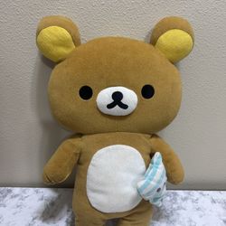 RILAKKUMA Plush Bear 18" San X Japan Anime Brown 2015 Pillow Toy Retro