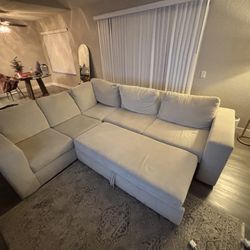 Off White Sectional With Pull Out Option
