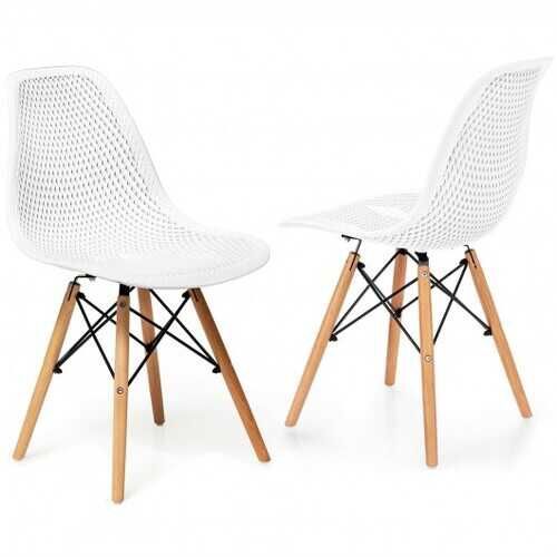2 Pcs Modern Plastic Hollow Chair Set