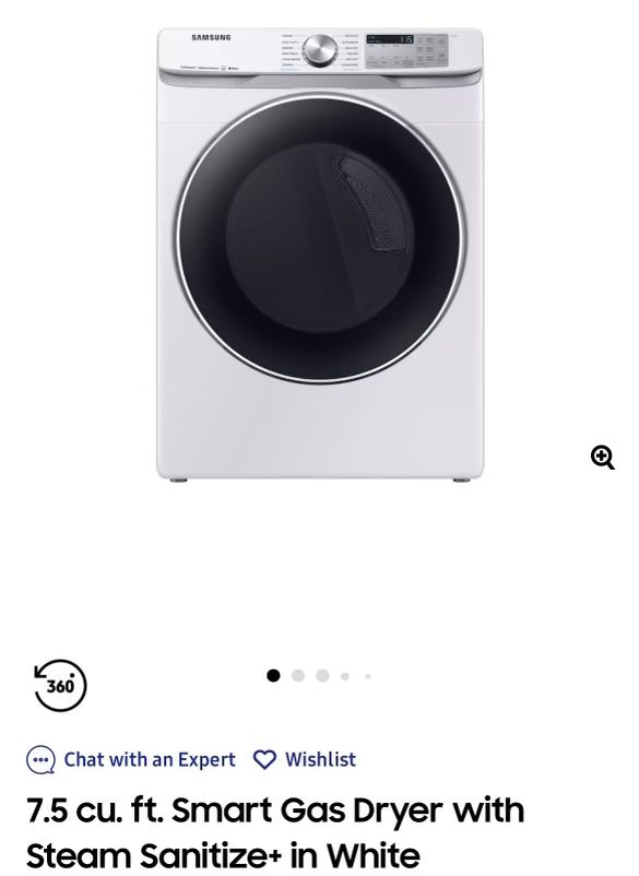 Brand New Samsung 7.5 Smart Gas Dryer with Steam 