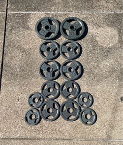 120lbs of Olympic 2" size weight plates weights plate 25lb 10lb 5lb 2.5lb for Barbell Bar Cast Iron grip style