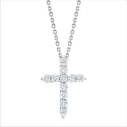 Round Brilliant 1.00 ctw VS2 Clarity, G Color Diamond 14kt White Gold Cross Pendant