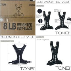 TONE Fitness 8 lb Weighted Workout Vest Black Adjustable New