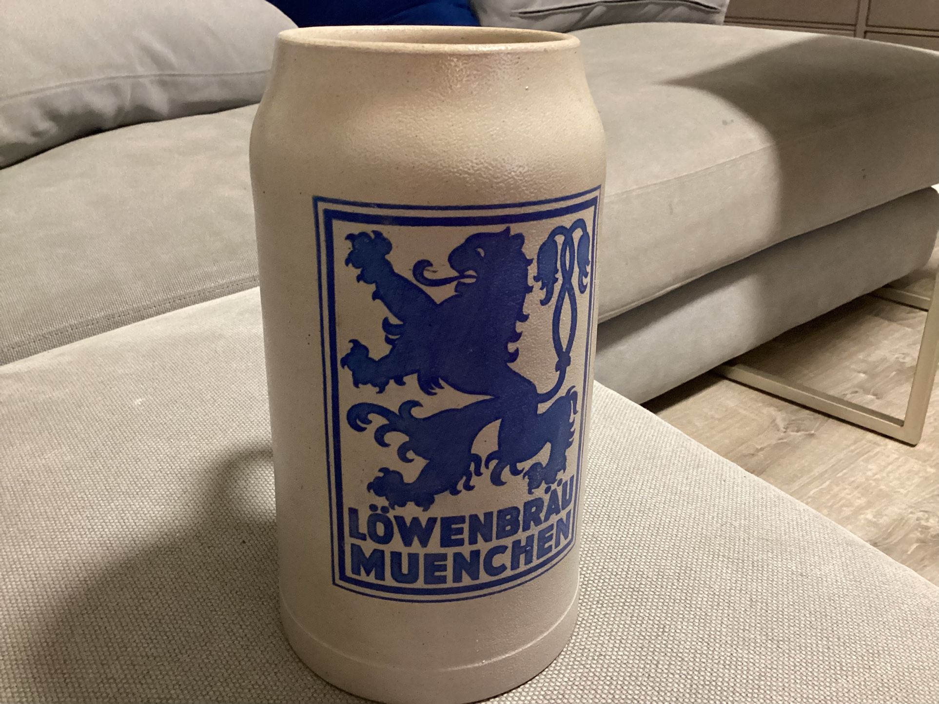 Large Vintage 1-Liter Lowenbrau Munchen Stoneware Beer Stein Mug Made in Germany