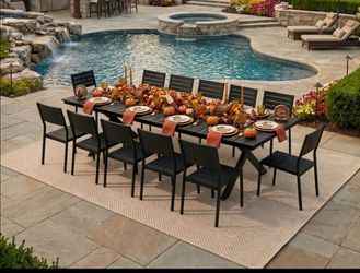 Black Outdoor Dining Table and Chair Set