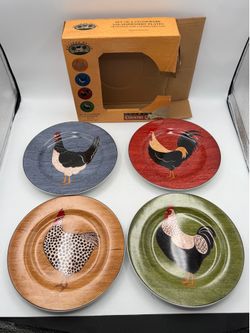 Vintage Brandon House Set of 4 Salad/Dessert Plates “Country Quartet” Roosters