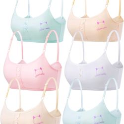 4pack 95%-Cotton Training Bras for gilrs,Girls Sport Bras,Little girs Bras,8-10,10-12,14-16,Years,Padded