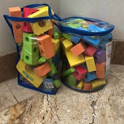 2 Large Bags Of Kids Foam Peg Blocks 