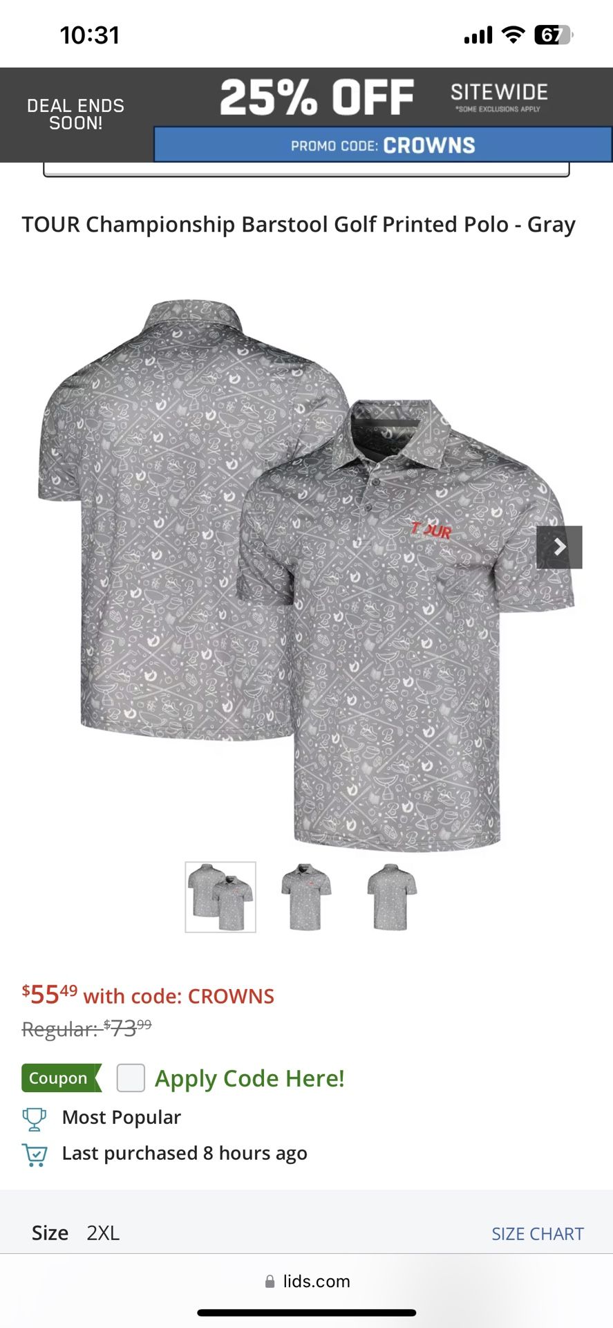 Barstool Sports PGA Tour Championship Polo (large) for Sale in San
