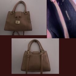 Steve Madden Tan Embossed Logo Satchel Crossbody Purse