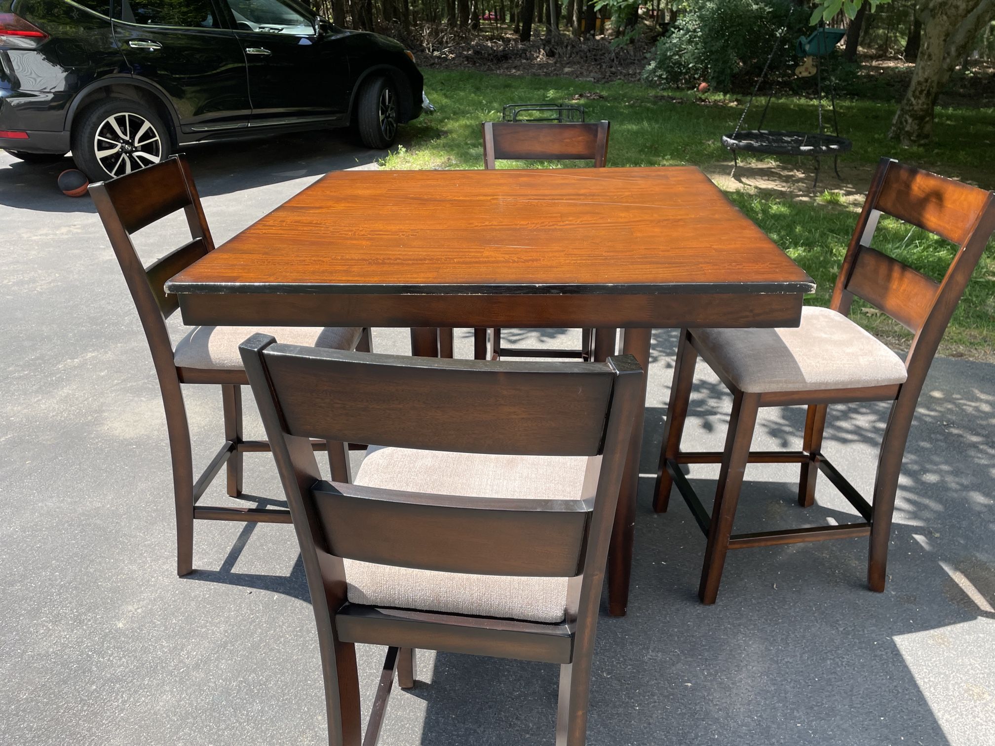 Pub Table with four upholstered chairs