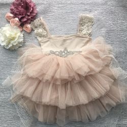 New! 🔥❤️ Gorgeous Girl’s Tutu Dress With Rhinestone Sash 