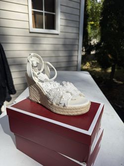 Cream and white wedges size 8
