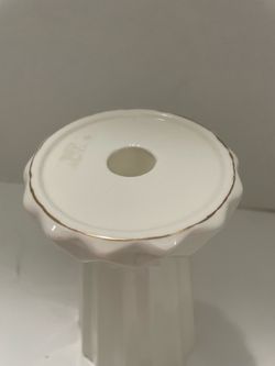 White Porcelain Candle Holder with Gold Trim