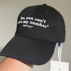 Off-White Cotton Quotes Cap With Embroidery 