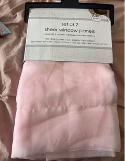 2  pink window curtains