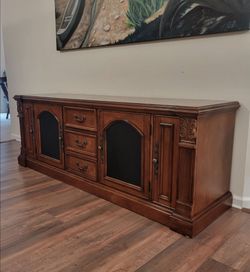 Traditional solid carved wood media console Sideboard