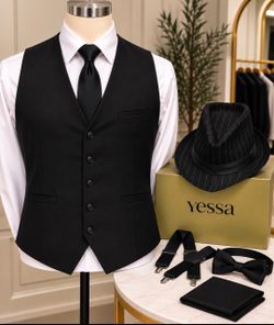 Yessa Black Suit Vest Accessory Set / Halloween / 1920/ Costume