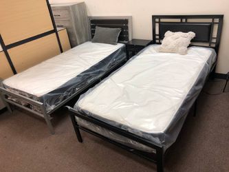 2twin Bed Frame With Mattress 