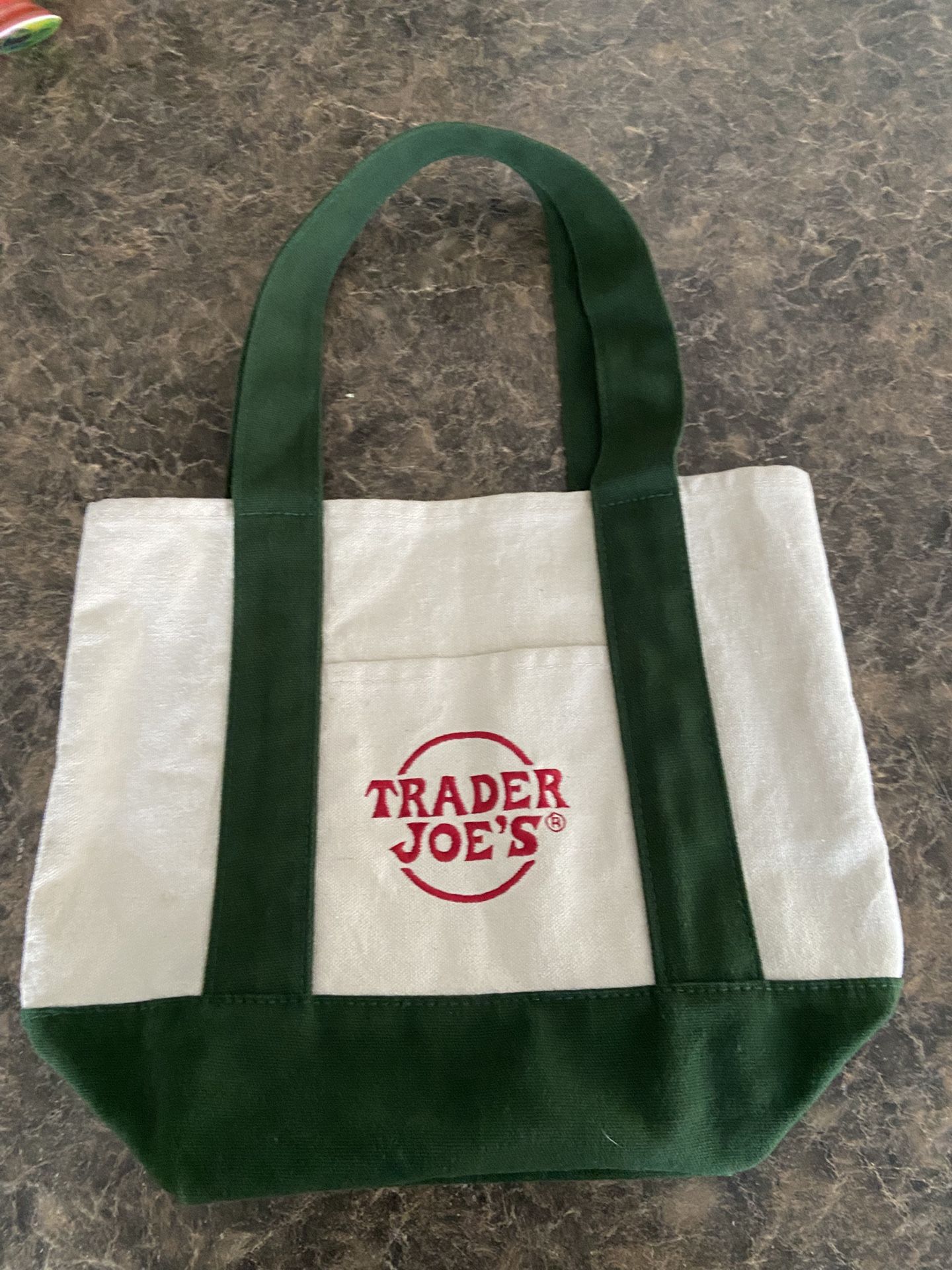 Dark Green trader joes mini tote bag