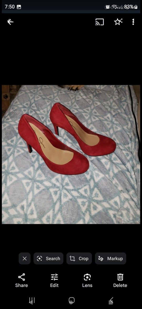 Jessica Simpson Suede Red Heels Size 7 OBO