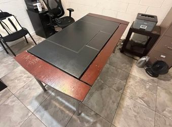 Solid Oak & Leather Executive Desk – Heavy Duty – 72” x 36”