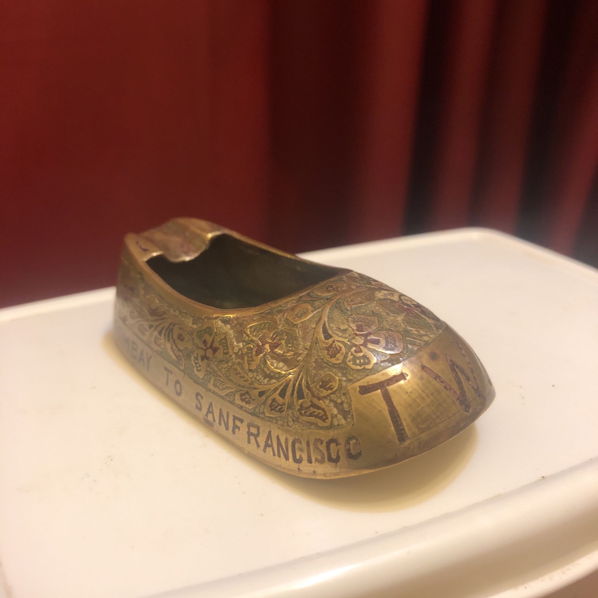 Vintage TWA Brass Shoe Ashtray READ DESCRIPTION