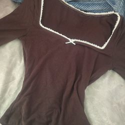 Brown Bow Long Sleeve Small